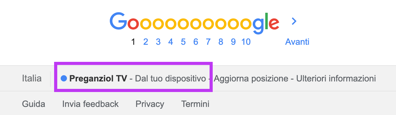 Geolocalizzazione delle query di ricerca