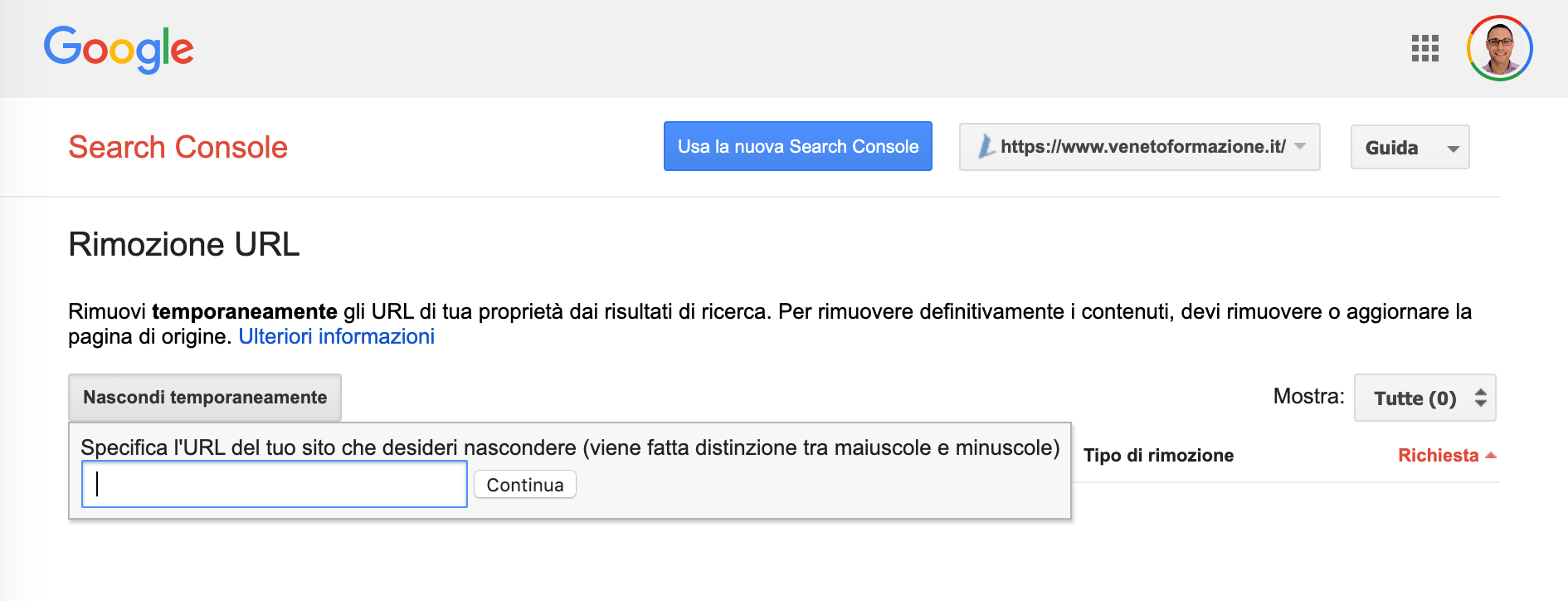 Rimozione URL
