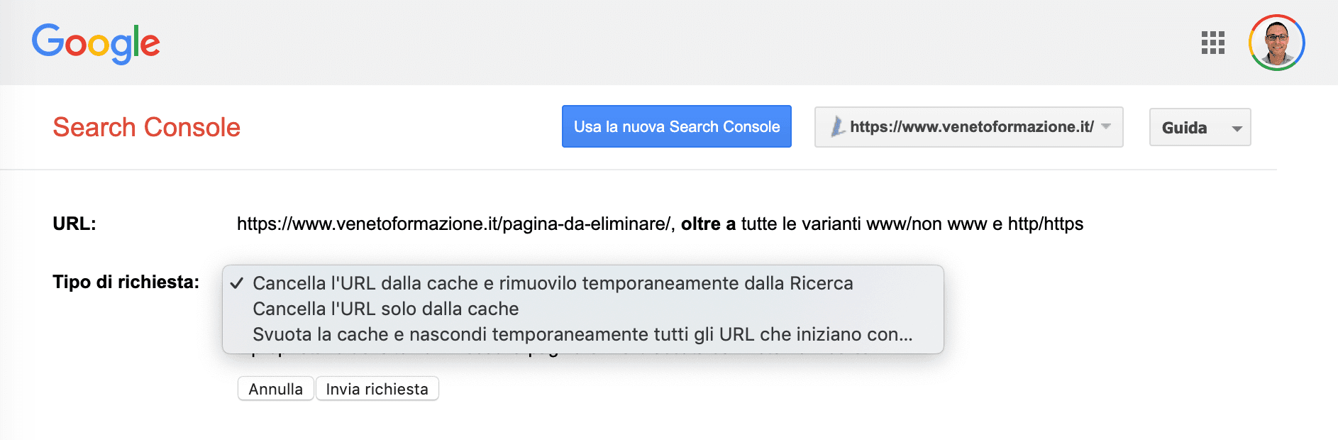 Rimozione URL
