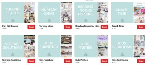 esempio board pinterest