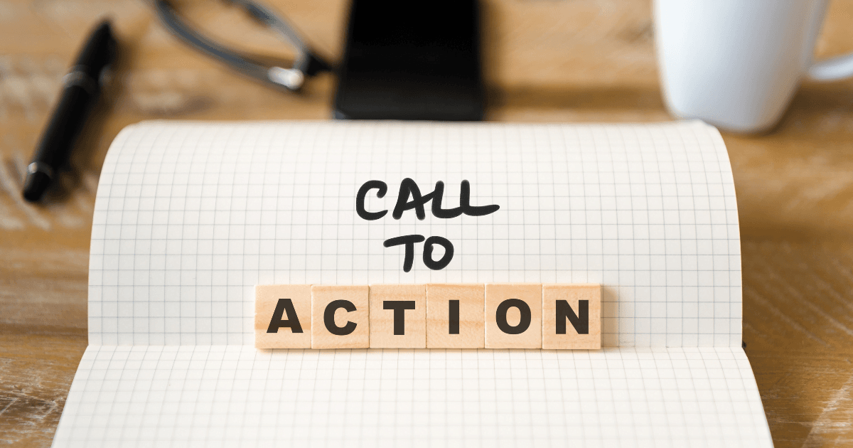 Scritta Call To Action su quaderno