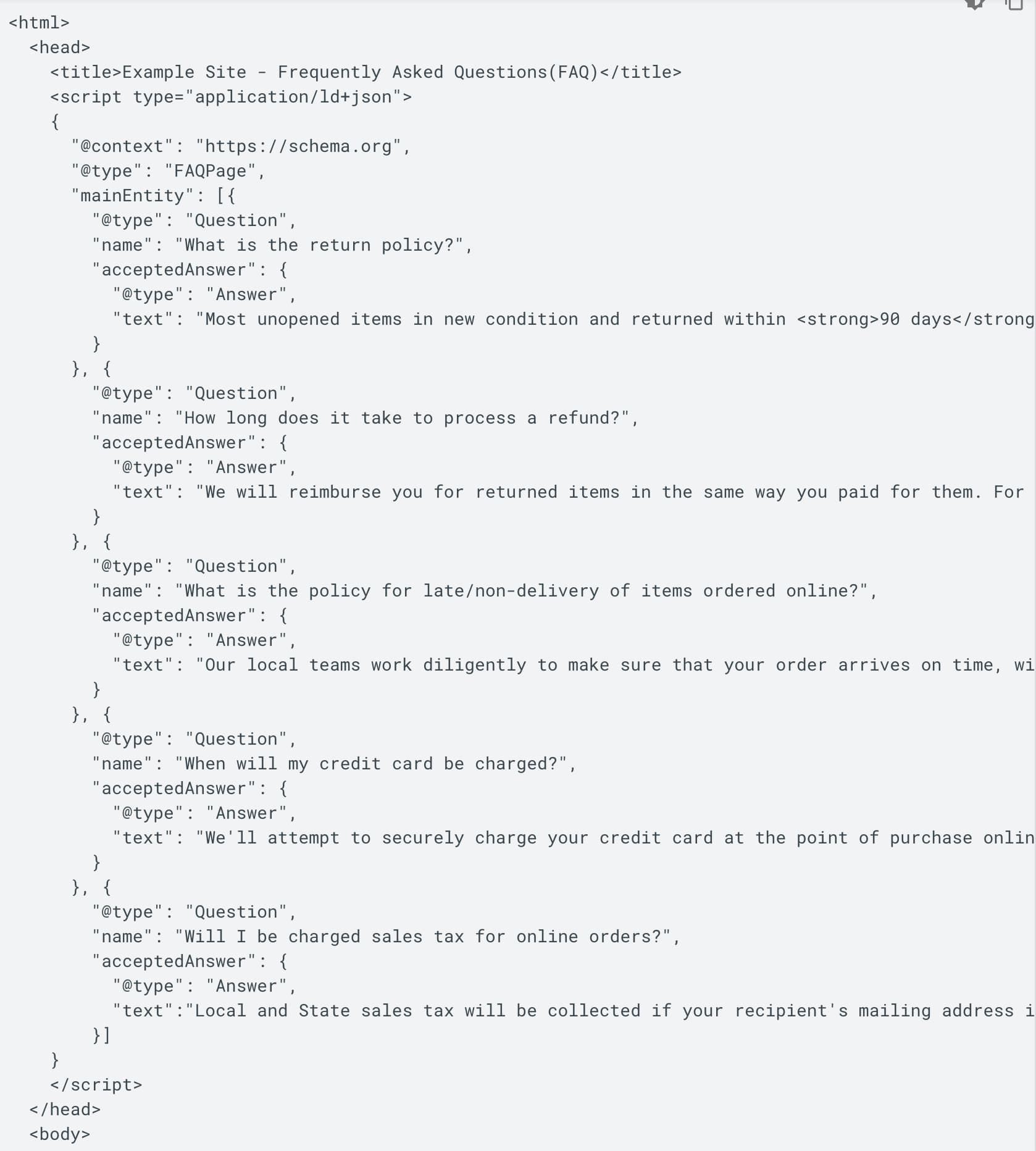 Dati strutturati FAQ