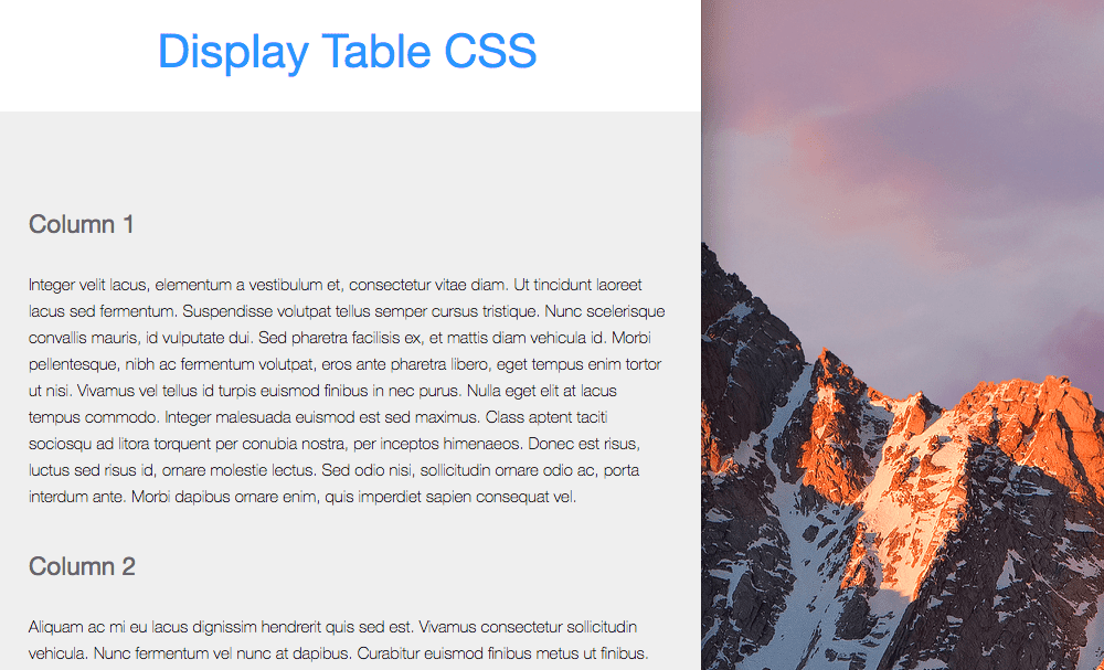 Display Table