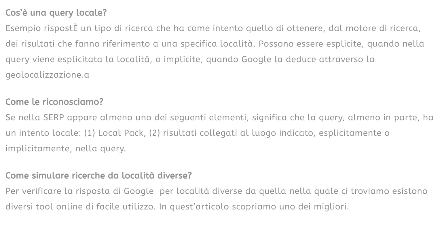 FAQ nella pagina
