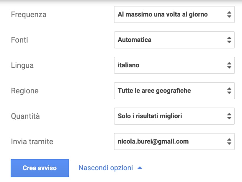 Come impostare Google Alert