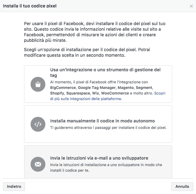 Installazione pixel nel sito