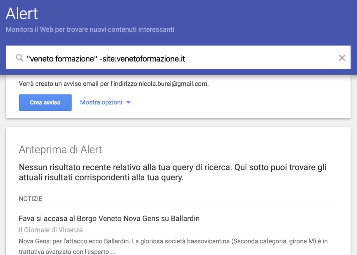 Come monitorare le menzioni su google alert