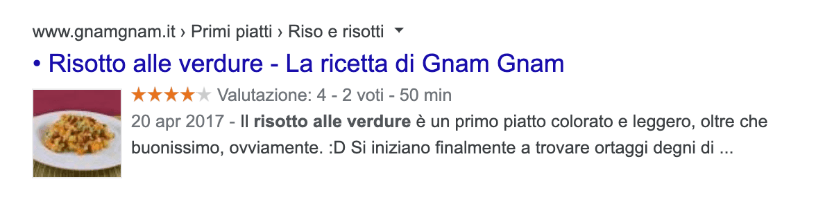 Rich snippet: ricette