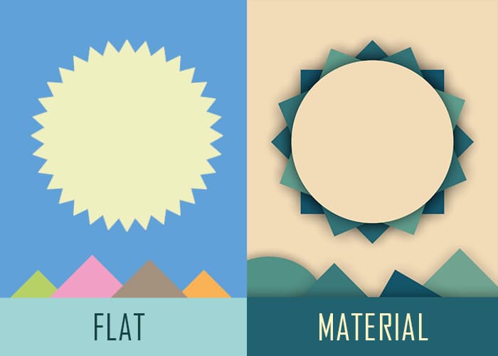 confronto stile flat e material